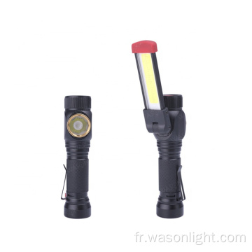 Wason multifonctionnel innovant XM-L T6 + COB Rotation libre rechargeable LED LED LAMPE DE SÉCURITÉ DE SÉCURITÉ DE SÉCURITÉ DE SÉCURIT